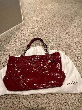 Coach | Patent Leather Shoulder Tote Bag | Candy Apple Red